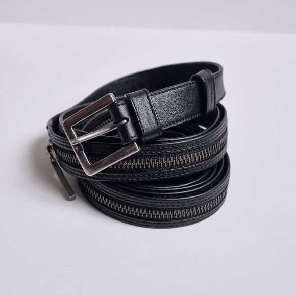 Sarah Pacini Long Leather Zipper Belt - Black (NEW) - Picture 6 of 6